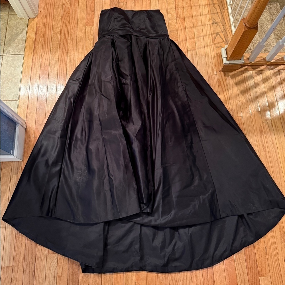 Elegant Black Strapless Corset Back Evening Gown Black Tie Goth Glamour NYE